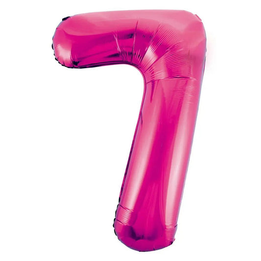 Hot Pink Number "7" Giant Numeral Foil Balloon 86cm (34") - NextParty