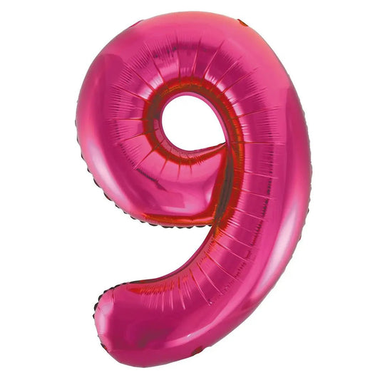 Hot Pink Number "9" Giant Numeral Foil Balloon 86cm (34") - NextParty