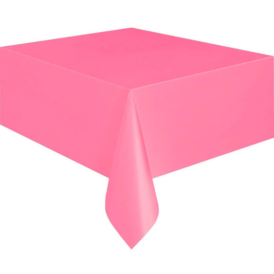 Hot Pink Rectangle Solid Colour Plastic Table Cover 137cm x 274cm - NextParty