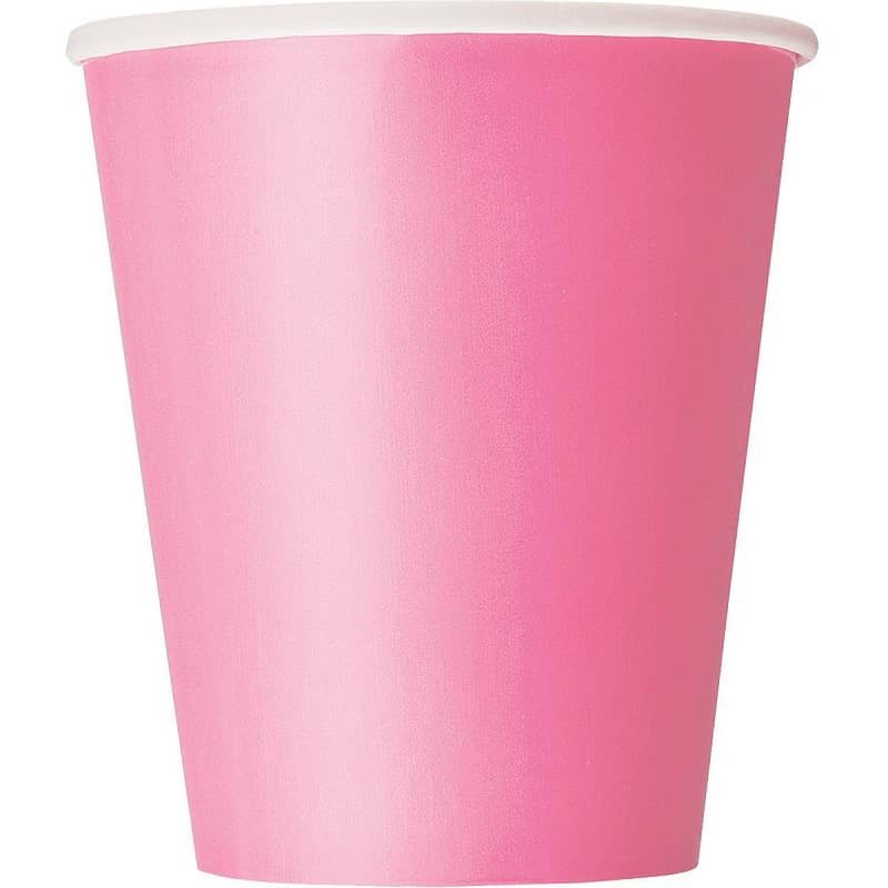 Hot Pink Solid Colour Paper Cups 8pk - NextParty