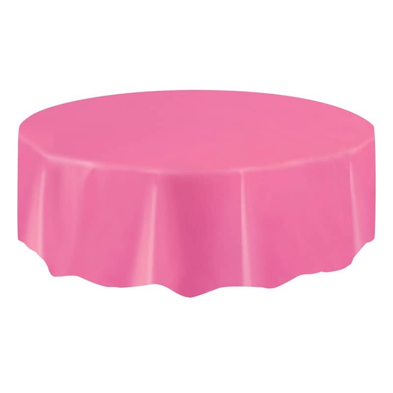 Hot Pink Solid Colour Round Plastic Table Cover 213cm (84") - NextParty