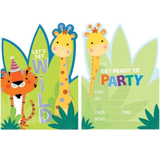 Jungle Animals Party Invitations 8pk With Envelopes - NextParty