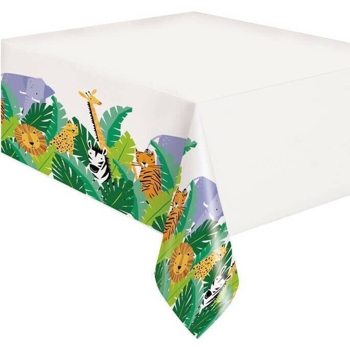 Jungle Animals Plastic Table Cover Tablecloth 137cm x 213cm (54" x 84") - NextParty