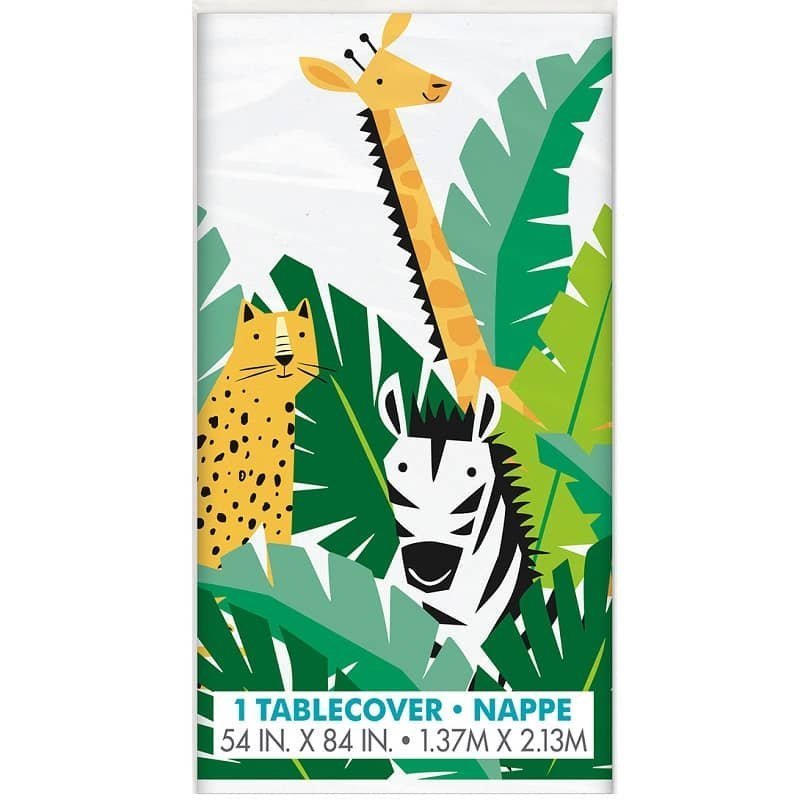 Jungle Animals Plastic Table Cover Tablecloth 137cm x 213cm (54" x 84") - NextParty