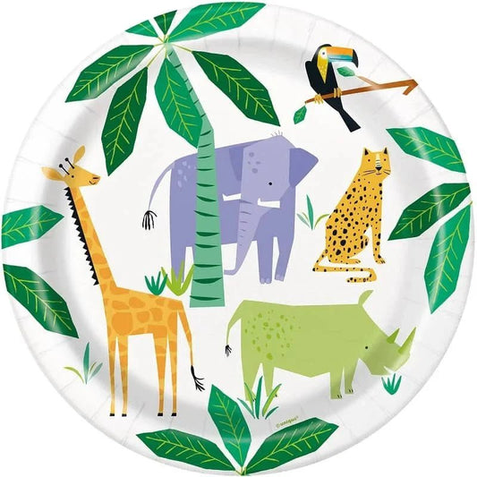 Jungle Animals Safari Large Paper Plates 23cm (9") 8pk - NextParty