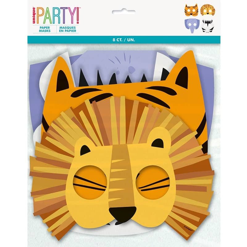 Jungle Animals Safari Paper Masks 8pk - NextParty