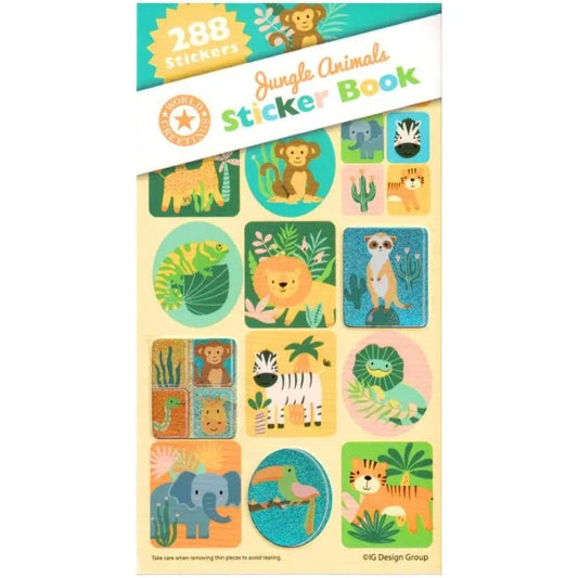 Jungle Animals Sticker Book 288pk (12 Sheets) Party Favours - NextParty