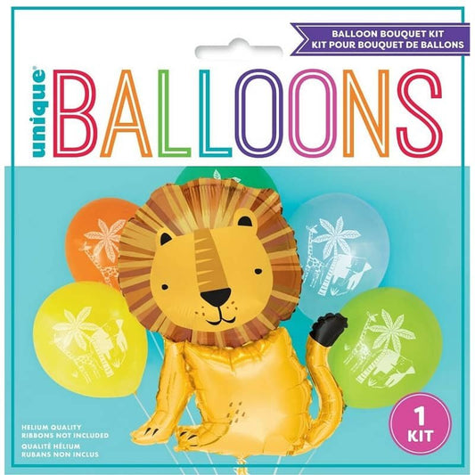 Jungle Animals Zoo Safari Wild One Bouquet Balloons 6pk - NextParty