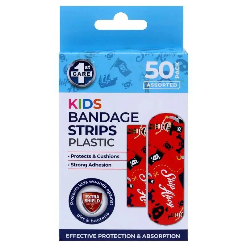 Kids Bandage Strips Little Pirate 50pk 2 Assorted Sizes Plastic (PE) - NextParty