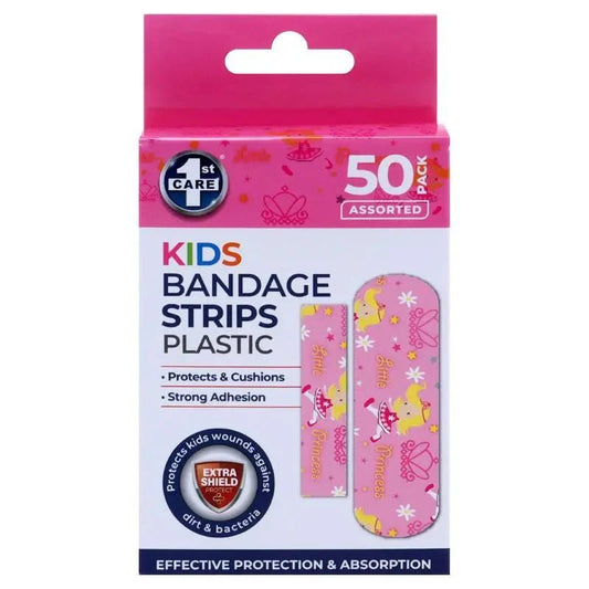 Kids Bandage Strips Little Princess 50pk 2 Assorted Sizes Plastic (PE) - NextParty