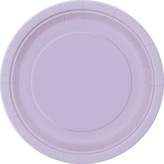 Lavender Large Round Paper Plates 23cm (9") 8pk Solid Colour - NextParty