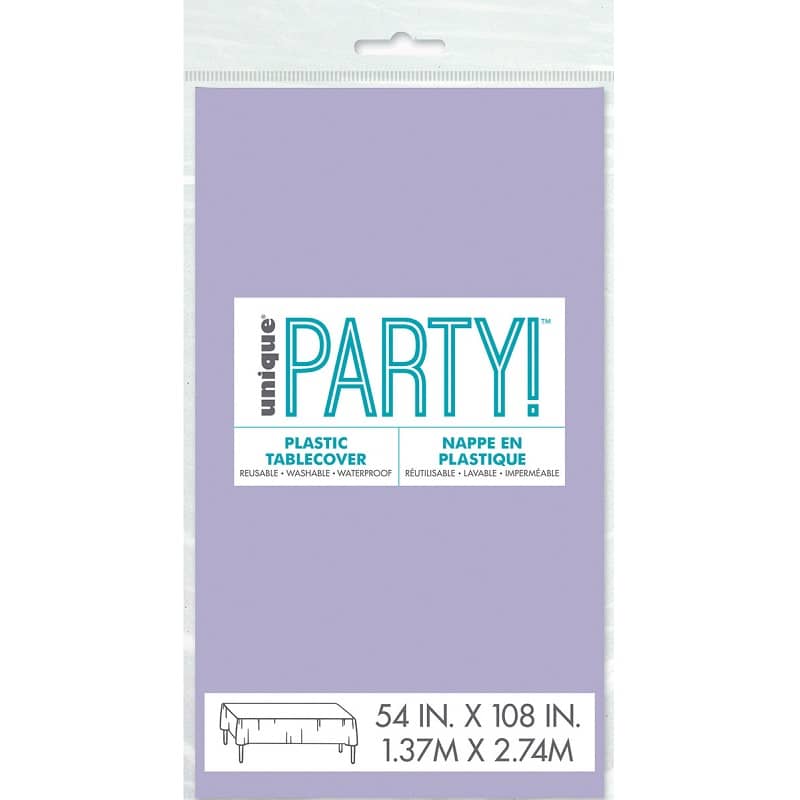 Lavender Rectangle Solid Colour Plastic Table Cover 137cm x 274cm - NextParty