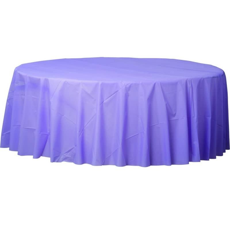 Lavender Round Plastic Table Cover Tablecloth 210cm (84") - NextParty