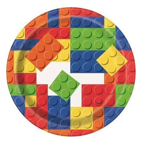 LEGO Style Building Blocks Small Paper Plates 18CM (7") 8pk - NextParty