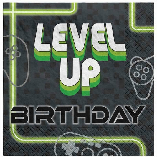 Level Up Video Gaming Controller Lunch Napkins 16pk - NextParty