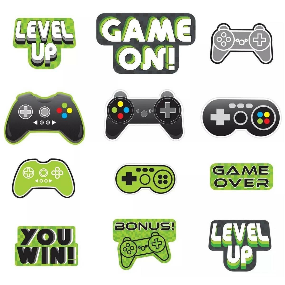 Level Up Video Gaming Controller Party Cutouts 12pk - NextParty