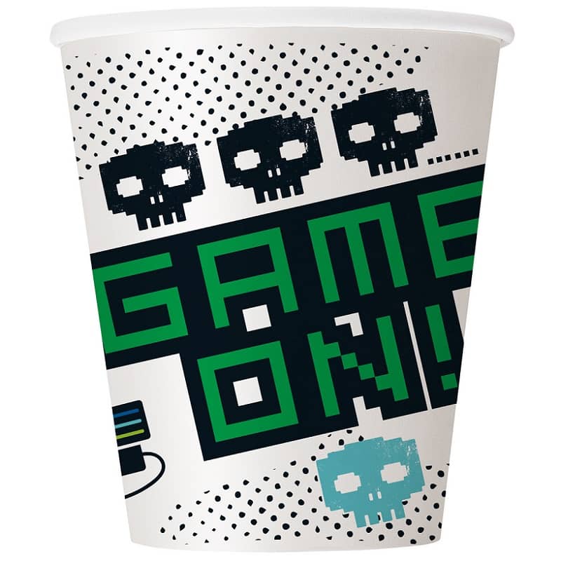 Level Up Video Gaming Party Paper Cups 8pk - NextParty