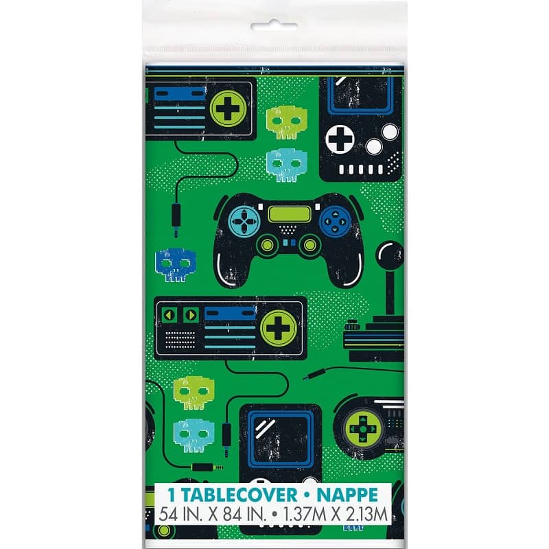 Level Up Video Gaming Party Plastic Table Cover 137cm x 213cm (54" x 84") - NextParty