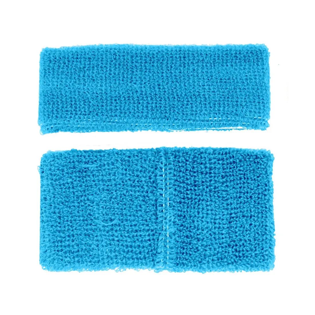 Light Blue 80'S Cotton Wristbands Headband Sweatbands Set - NextParty