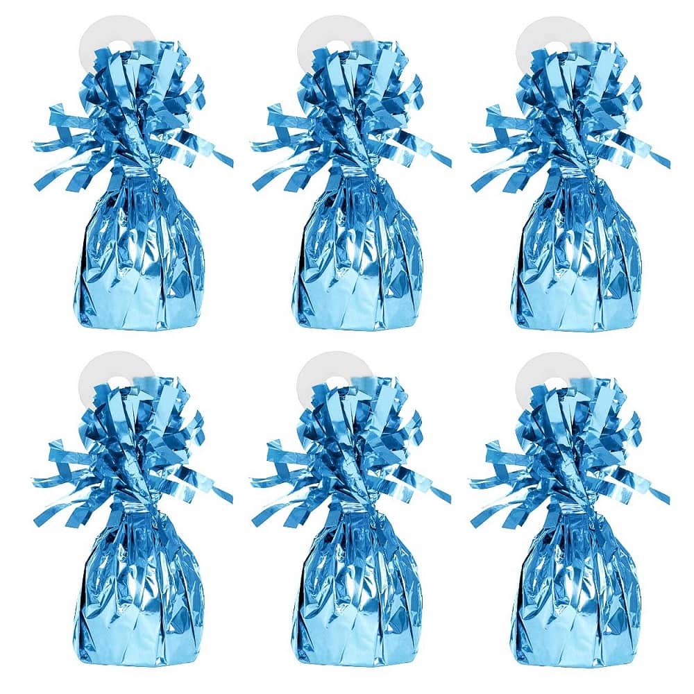 Light Blue Foil Balloon Weights 6pk - NextParty