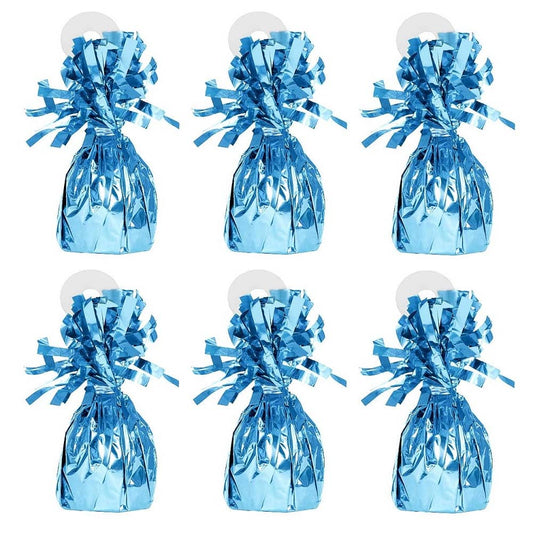 Light Blue Foil Balloon Weights 6pk - NextParty