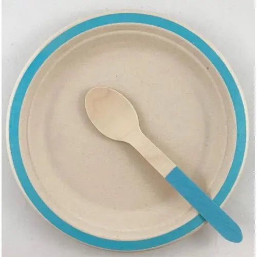 Light Blue Wooden Spoons 155mm 10pk Cutlery Pack - NextParty