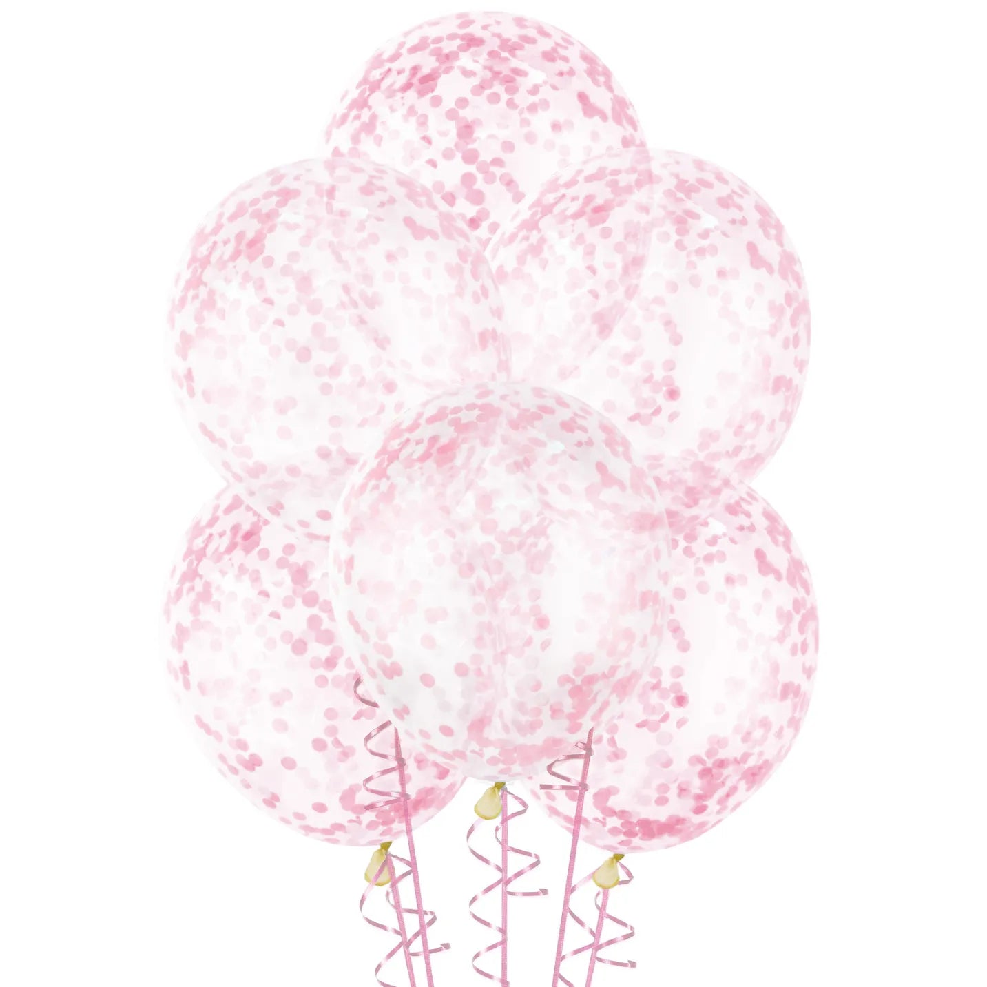 Light Pink Confetti Latex Balloons 30cm (12") 6pk Pre - filled - NextParty