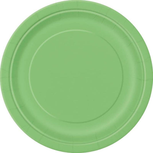 Lime Green Large Round Paper Plates 23cm (9") 8pk Solid Colour - NextParty