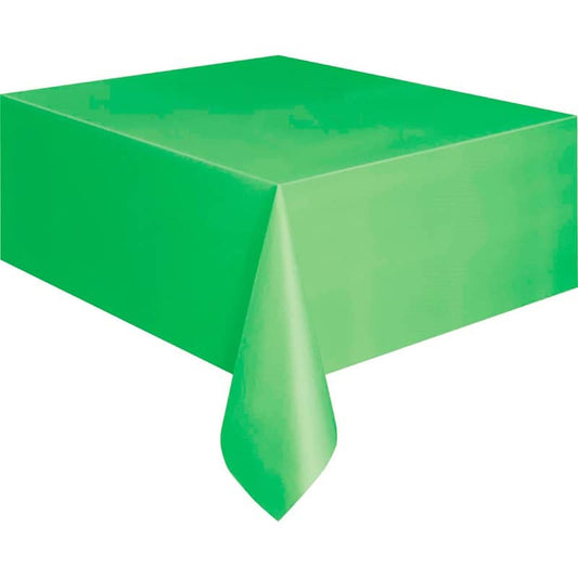 Lime Green Rectangle Solid Colour Plastic Table Cover 137cm x 274cm - NextParty