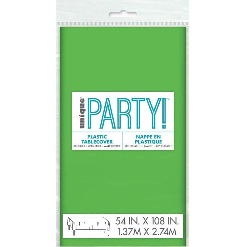 Lime Green Rectangle Solid Colour Plastic Table Cover 137cm x 274cm - NextParty