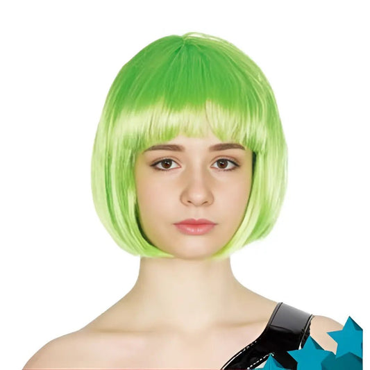 Lime Green Short BOB Wig With Fringe - NextParty