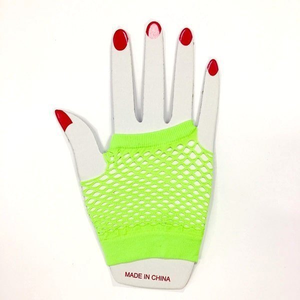 Lime Green Short Fishnet Finger - less Gloves 1980's - NextParty