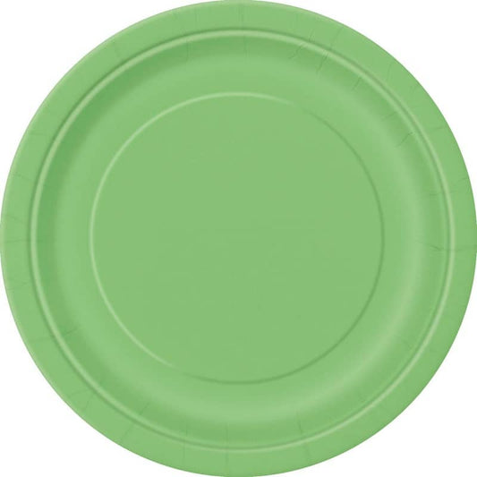 Lime Green Small Round Paper Plates 18cm (7") 8pk Solid Colour - NextParty