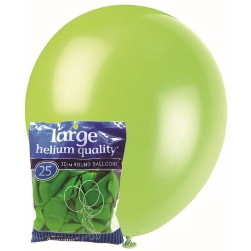 Lime Green Solid Colour Latex Balloons 30cm (12") 25pk - NextParty