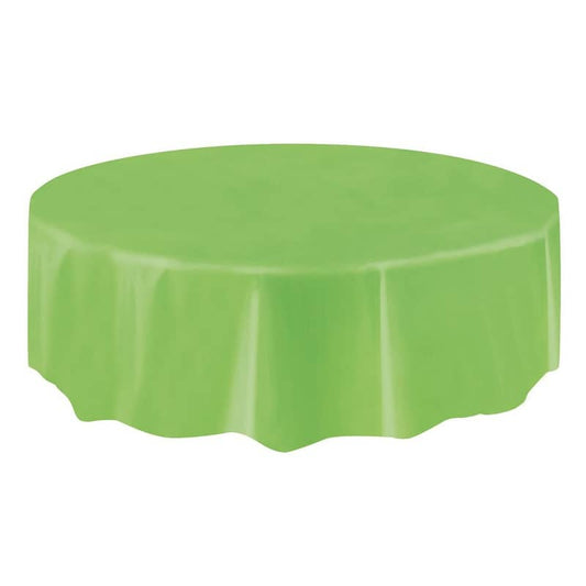 Lime Green Solid Colour Round Plastic Table Cover 213cm (84") - NextParty