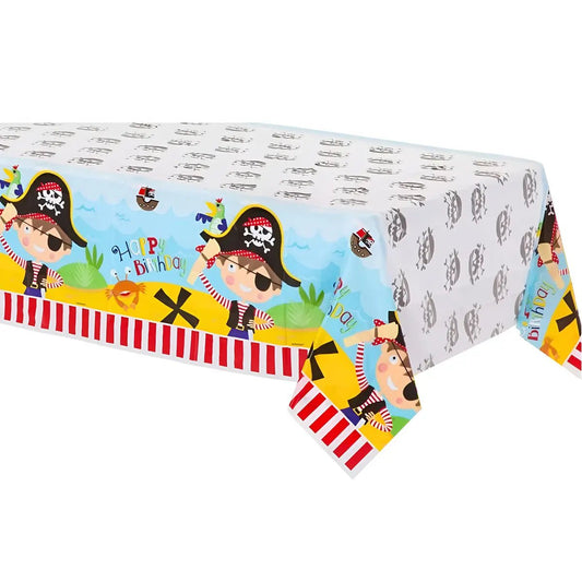 Little Pirate Plastic Table Cover Tablecloth 1.37m x 2.43m - NextParty