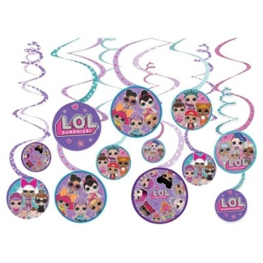 LOL Surprise Spiral Swirls Hanging Decorations 12pk - NextParty