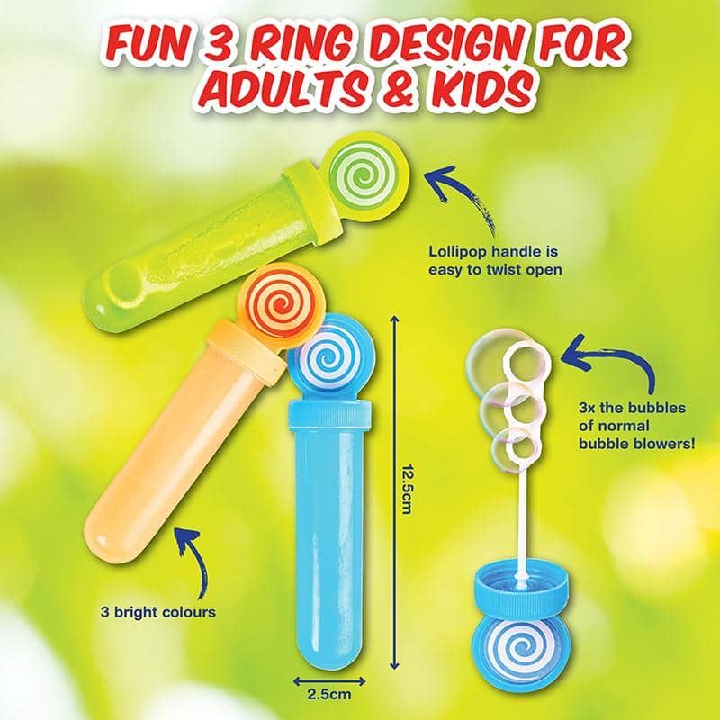 Lollipop Bubble Wands 28ml 3pk - NextParty