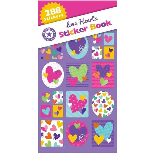 Love Hearts Sticker Book 288pk (12 Sheets) Party Favour - NextParty