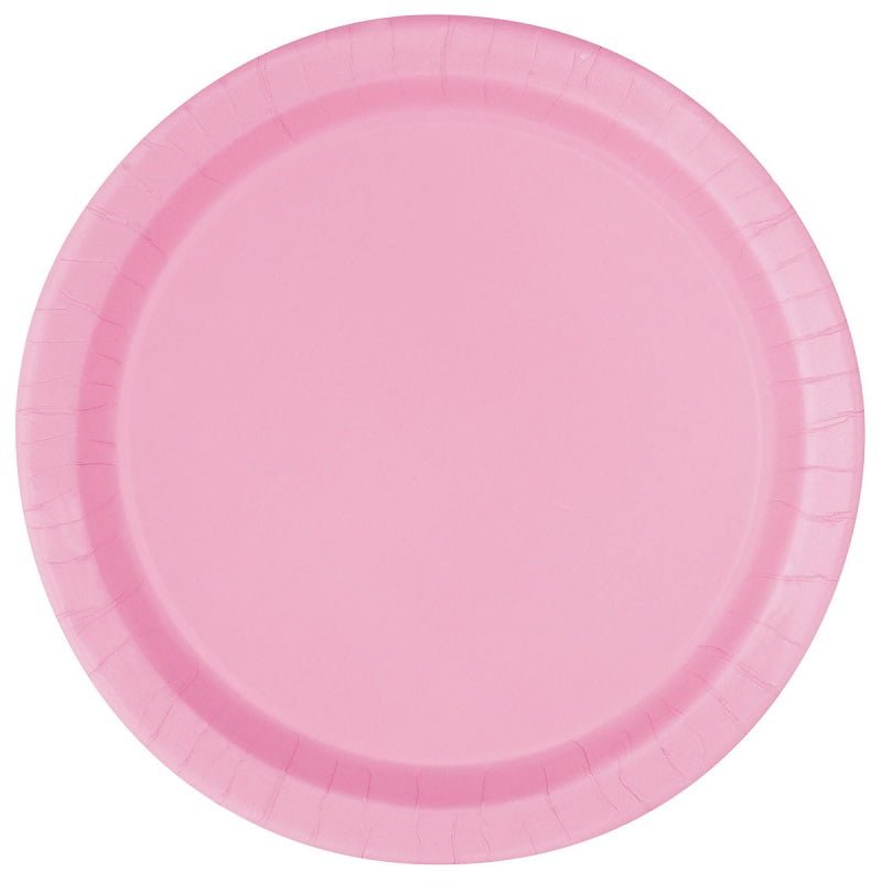 Lovely Pink Large Round Paper Plates 23cm (9") 8pk Solid Colour - NextParty