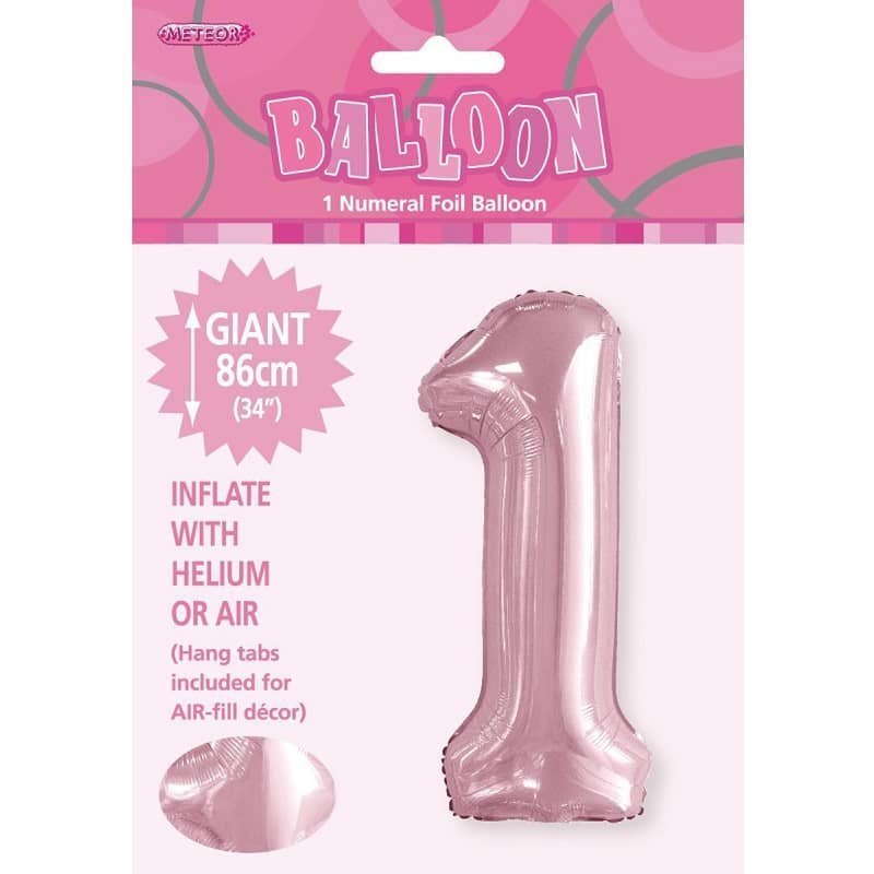 Lovely Pink Number "1" Giant Numeral Foil Balloon 86CM (34") - NextParty