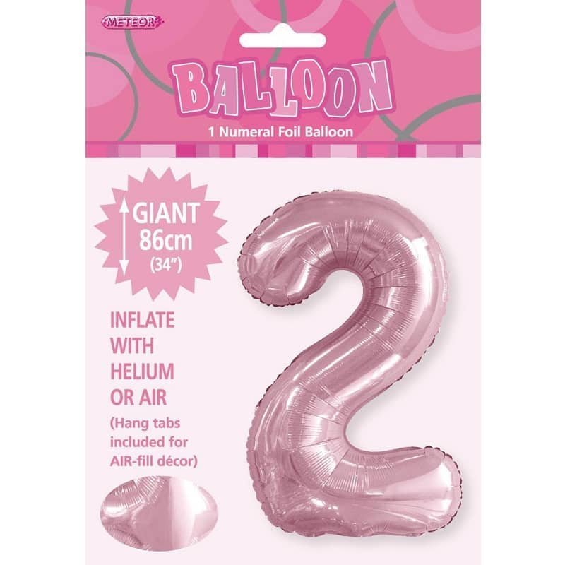 Lovely Pink Number "2" Giant Numeral Foil Balloon 86CM (34") - NextParty