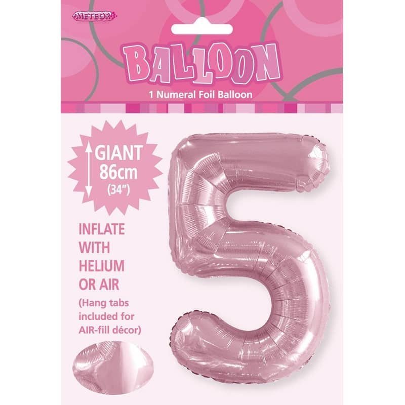 Lovely Pink Number "5" Giant Numeral Foil Balloon 86CM (34") - NextParty