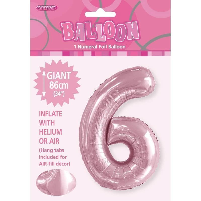 Lovely Pink Number "6" Giant Numeral Foil Balloon 86CM (34") - NextParty