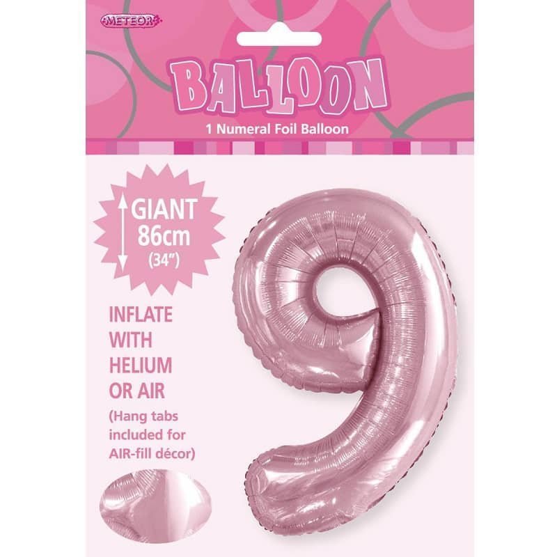 Lovely Pink Number "9" Giant Numeral Foil Balloon 86CM (34") - NextParty