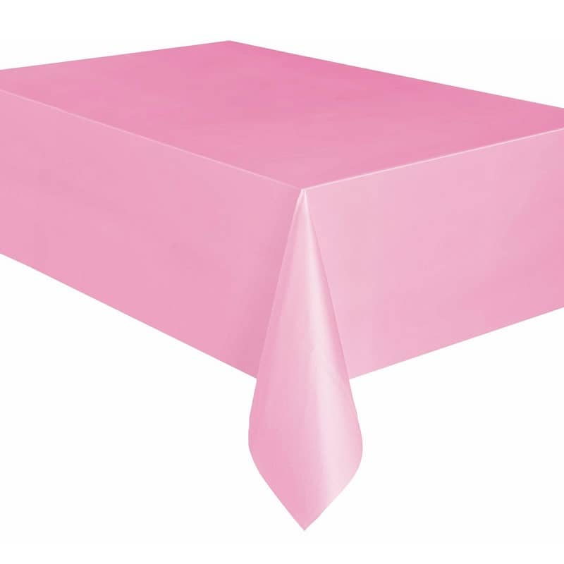 Lovely Pink Rectangle Solid Colour Plastic Table Cover 137cm x 274cm - NextParty