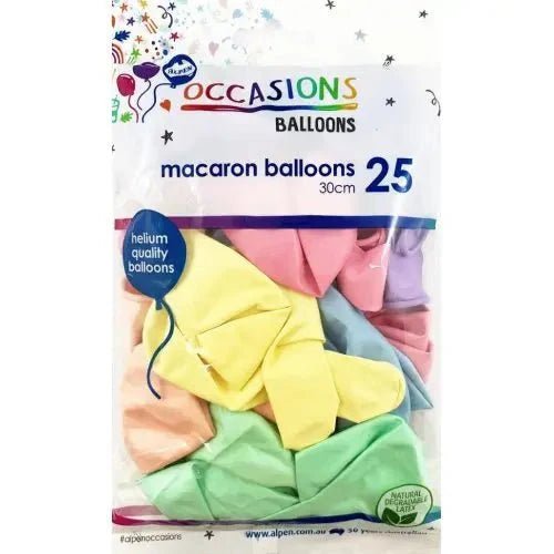 Macaron Multi - colour Latex Balloons 30cm (12") 25pk - NextParty