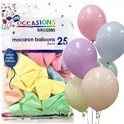 Macaron Multi - colour Latex Balloons 30cm (12") 25pk - NextParty