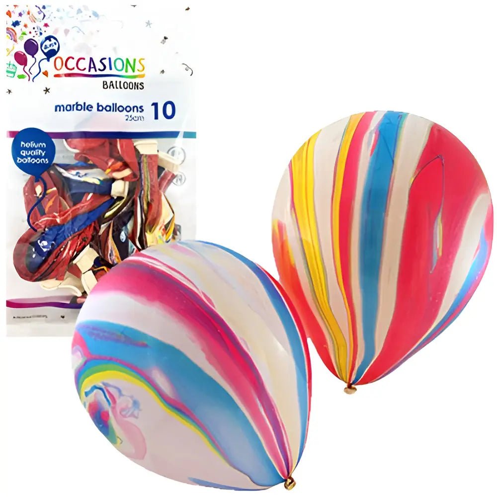 Marble Multi - colour Latex Balloons 25cm (10") 10pk - NextParty