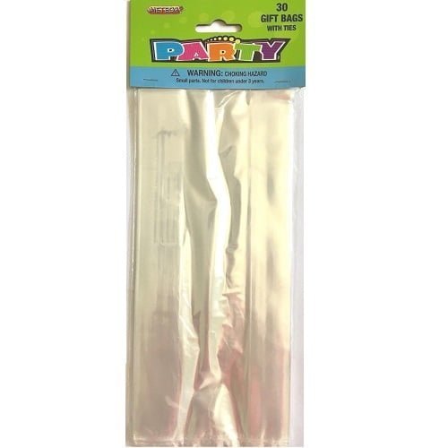 Medium Cello Bags 10.2cm x 23cm 30pk Clear Cellophane - NextParty